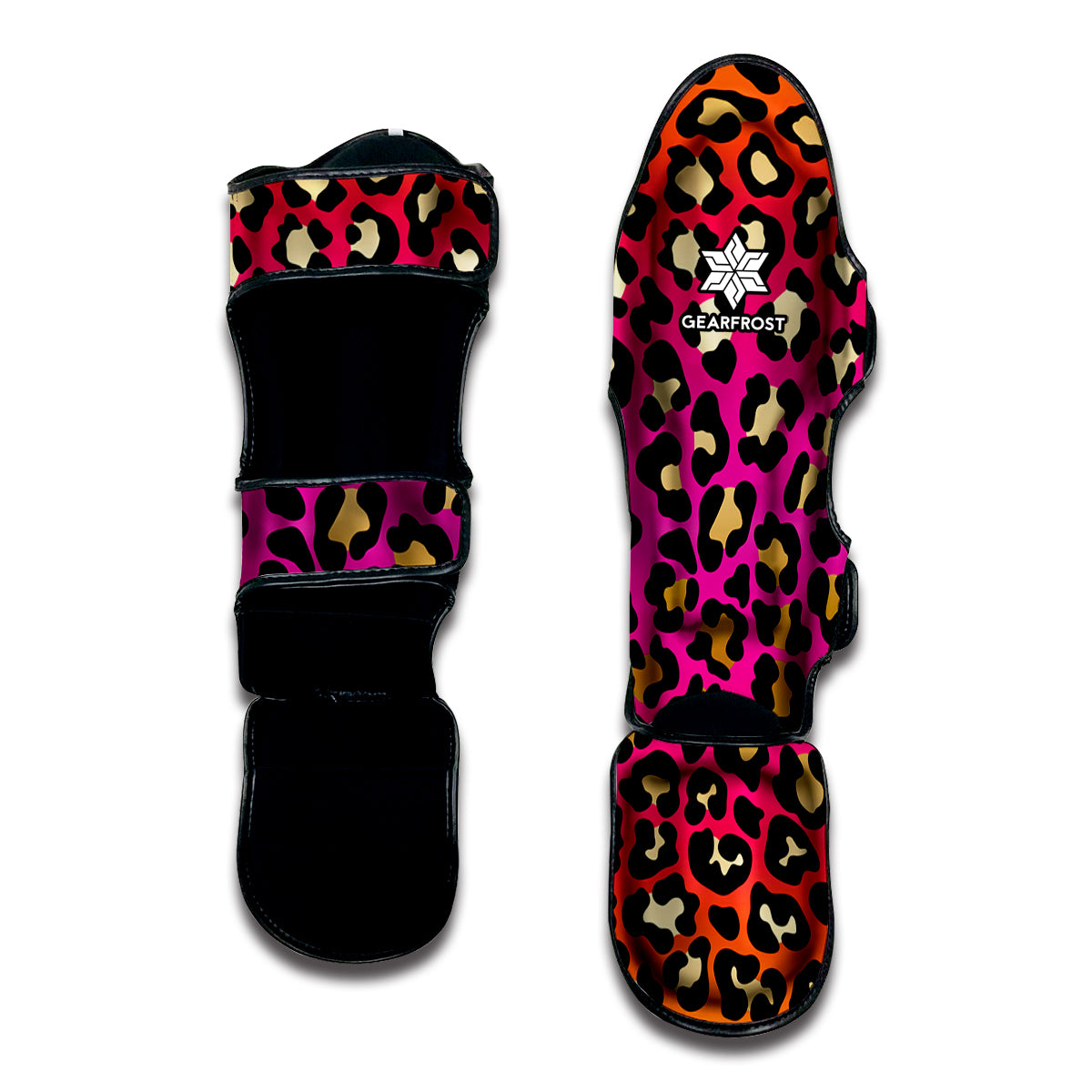 Orange And Purple Leopard Print Muay Thai Shin Guard