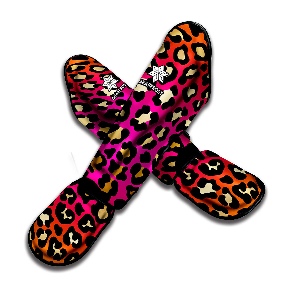 Orange And Purple Leopard Print Muay Thai Shin Guard