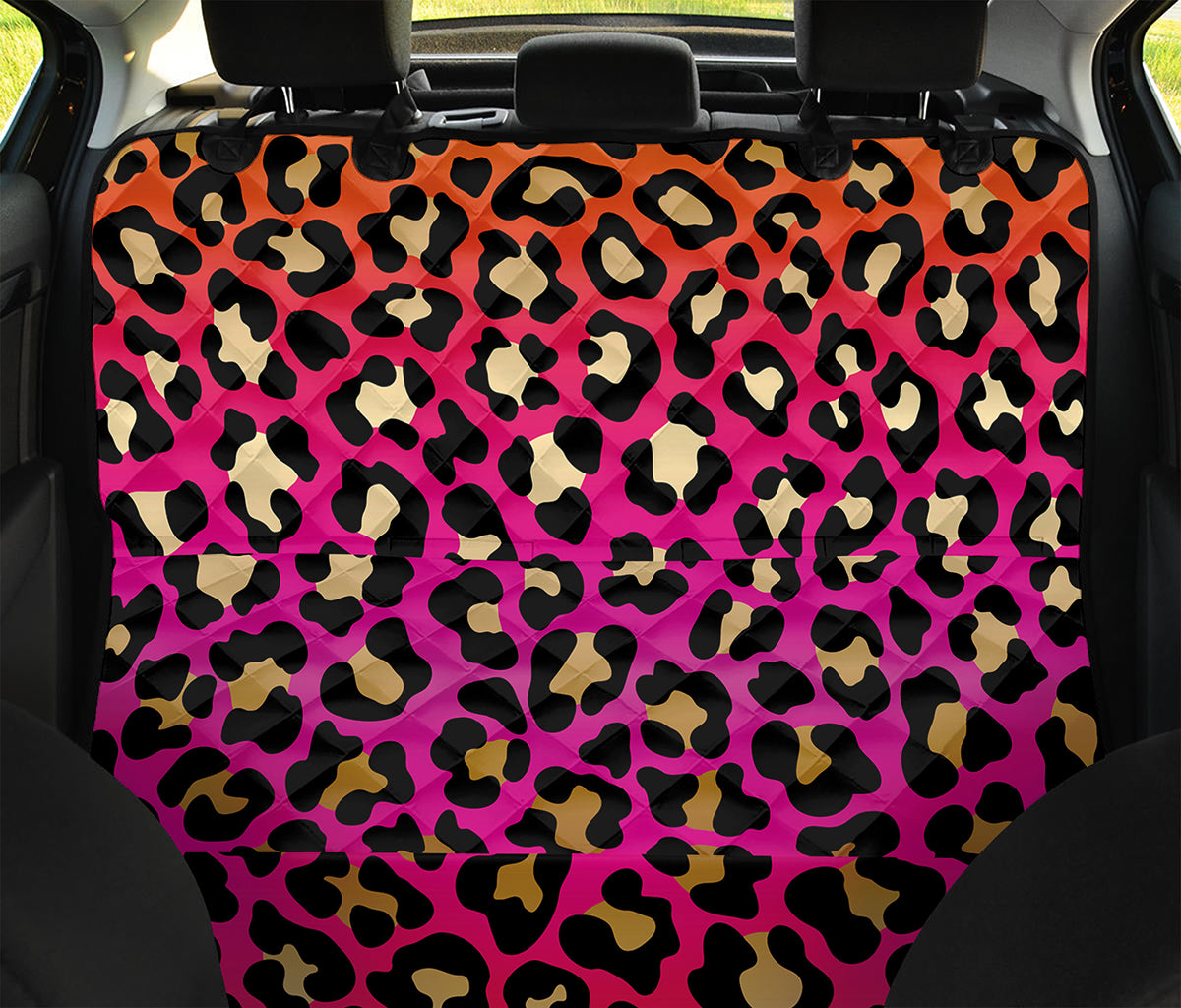 Orange And Purple Leopard Print Pet Car Back Seat Cover