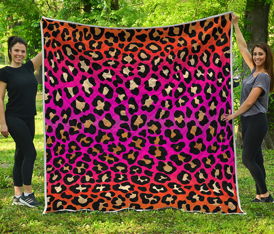 Orange And Purple Leopard Print Quilt