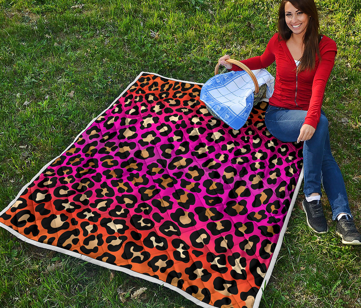 Orange And Purple Leopard Print Quilt