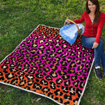 Orange And Purple Leopard Print Quilt