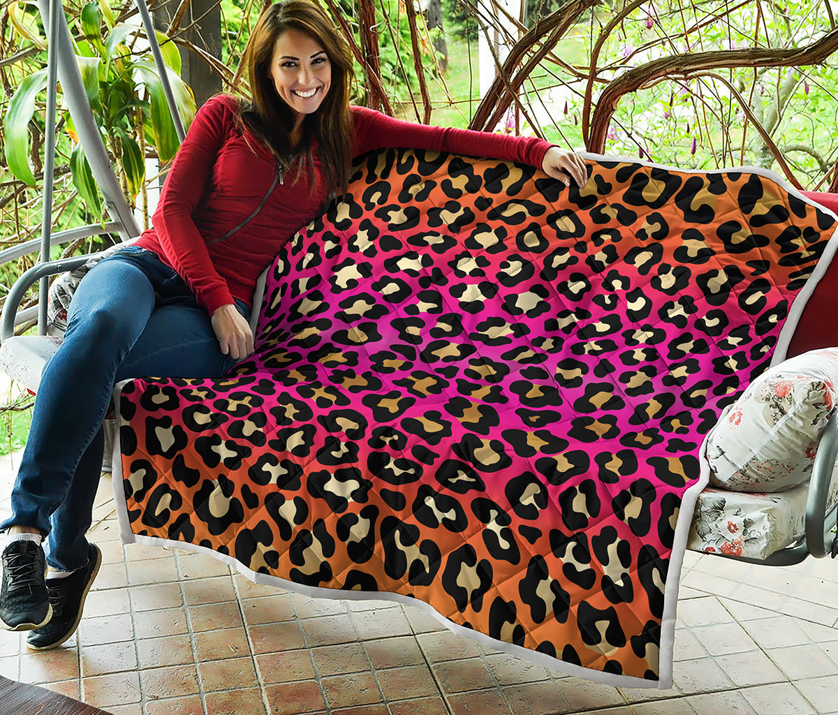 Orange And Purple Leopard Print Quilt