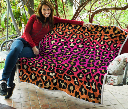 Orange And Purple Leopard Print Quilt