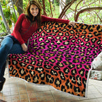 Orange And Purple Leopard Print Quilt