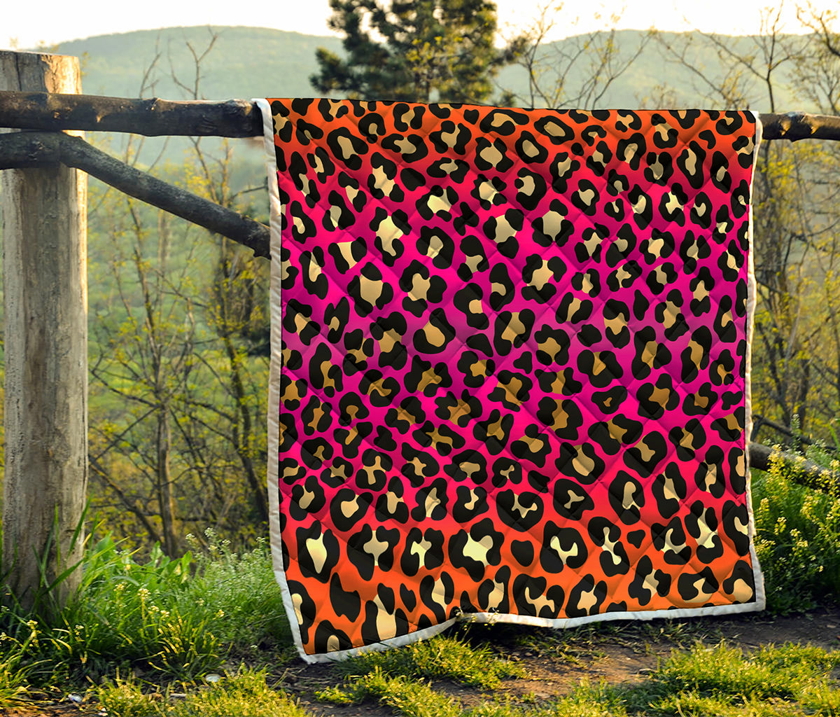 Orange And Purple Leopard Print Quilt