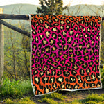 Orange And Purple Leopard Print Quilt