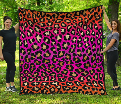 Orange And Purple Leopard Print Quilt