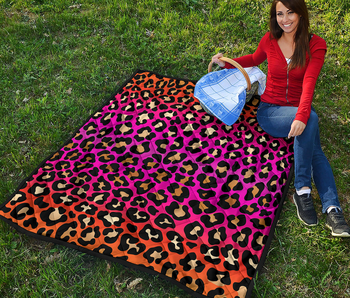 Orange And Purple Leopard Print Quilt