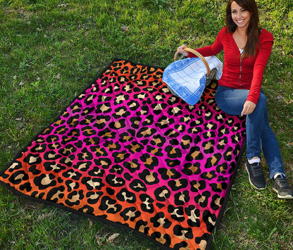 Orange And Purple Leopard Print Quilt