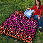 Orange And Purple Leopard Print Quilt