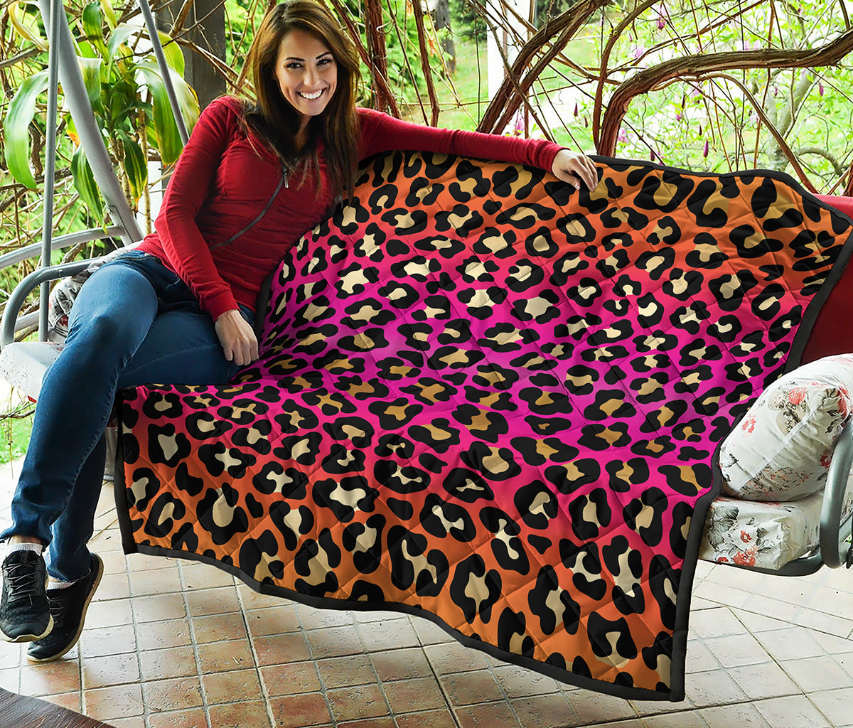 Orange And Purple Leopard Print Quilt