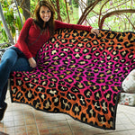 Orange And Purple Leopard Print Quilt