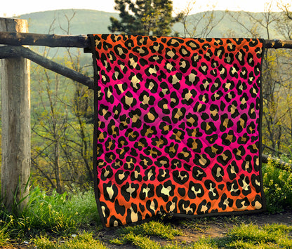 Orange And Purple Leopard Print Quilt