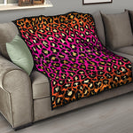 Orange And Purple Leopard Print Quilt