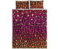 Orange And Purple Leopard Print Quilt Bed Set