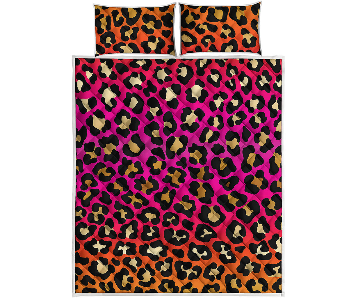 Orange And Purple Leopard Print Quilt Bed Set