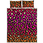 Orange And Purple Leopard Print Quilt Bed Set