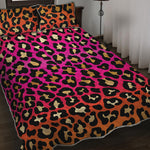 Orange And Purple Leopard Print Quilt Bed Set