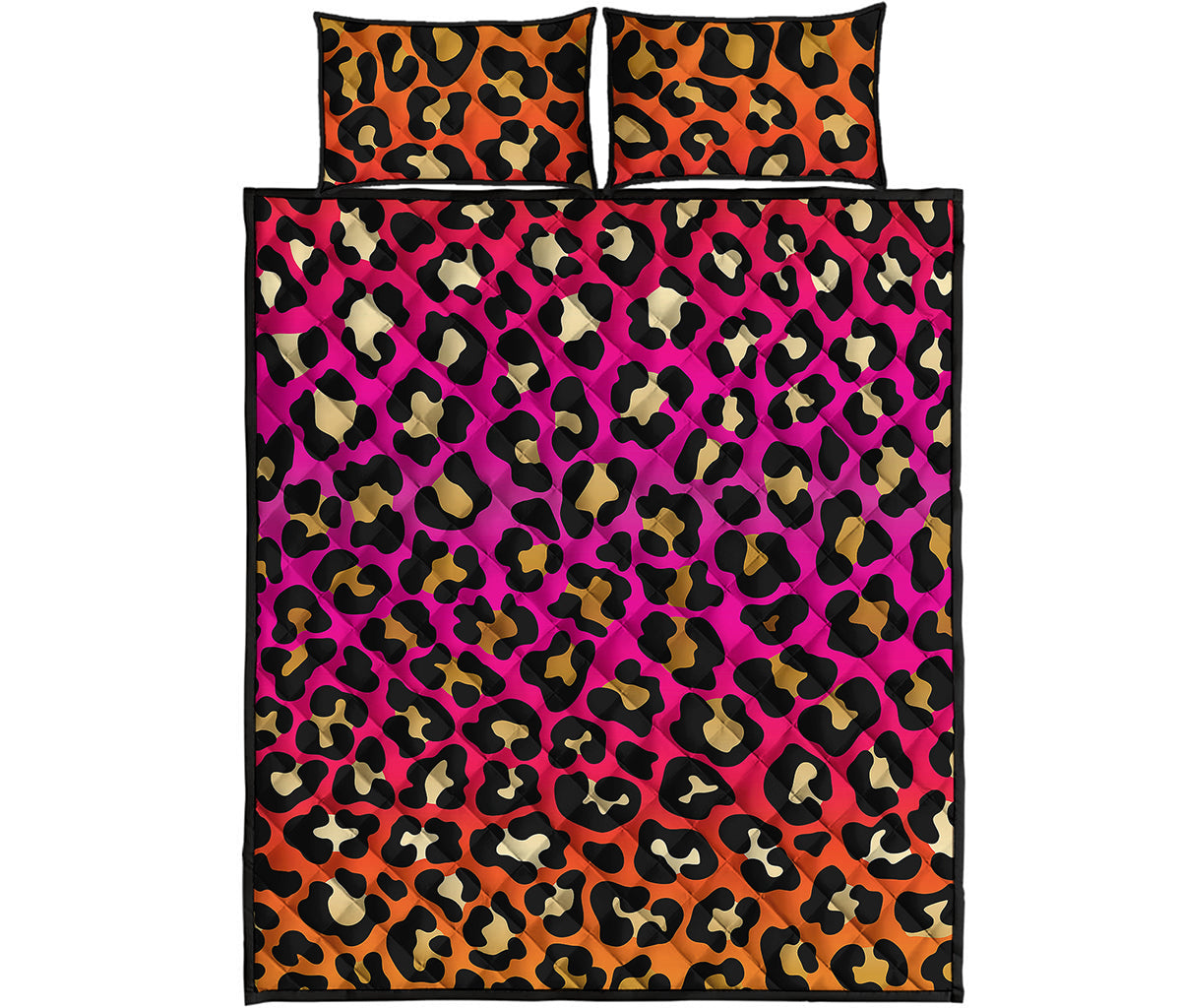 Orange And Purple Leopard Print Quilt Bed Set