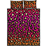 Orange And Purple Leopard Print Quilt Bed Set