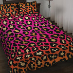 Orange And Purple Leopard Print Quilt Bed Set