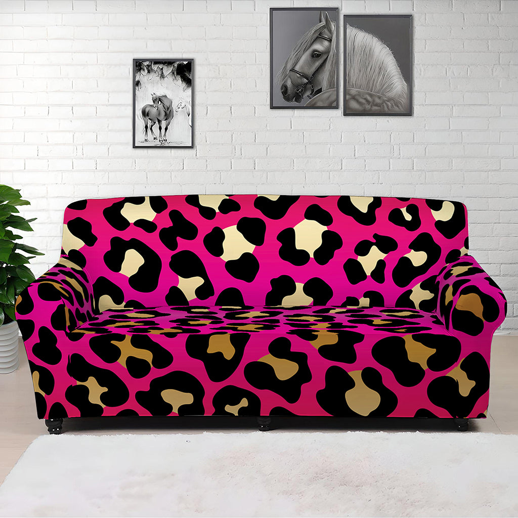 Orange And Purple Leopard Print Sofa Cover