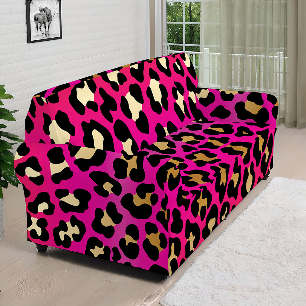 Orange And Purple Leopard Print Sofa Cover