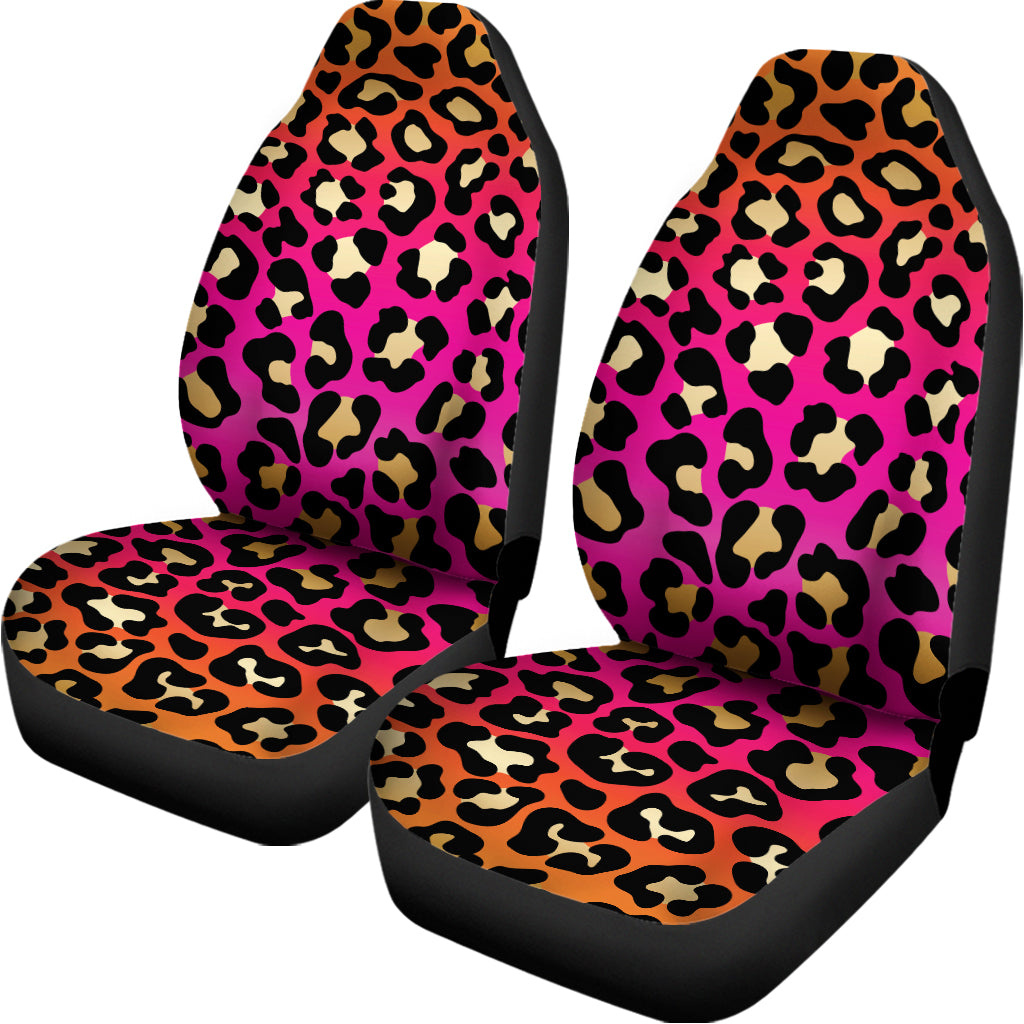 Orange And Purple Leopard Print Universal Fit Car Seat Covers