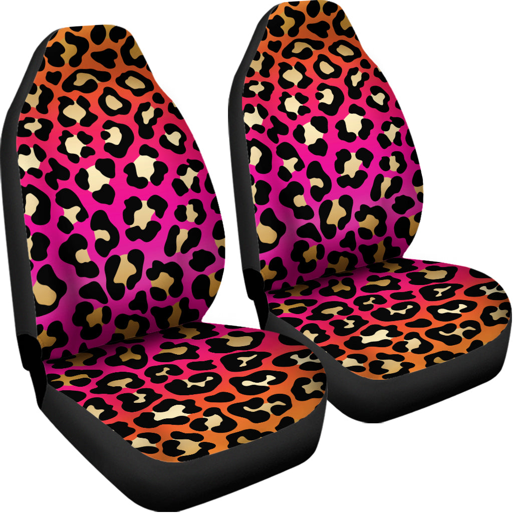 Orange And Purple Leopard Print Universal Fit Car Seat Covers