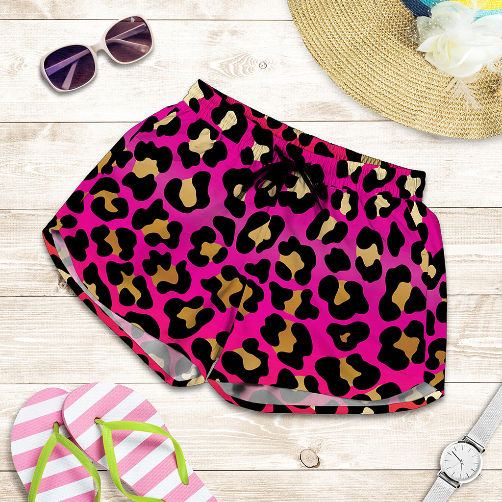 Orange And Purple Leopard Print Women's Shorts