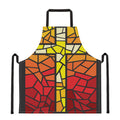 Orange And Red Stained Glass Cross Print Apron