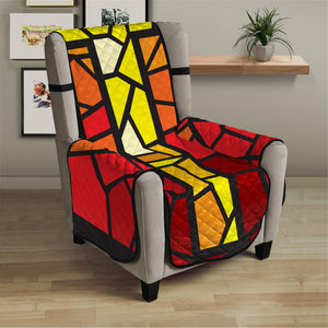 Orange And Red Stained Glass Cross Print Armchair Protector