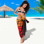 Orange And Red Stained Glass Cross Print Beach Sarong Wrap