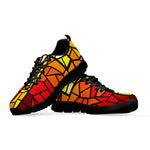 Orange And Red Stained Glass Cross Print Black Sneakers
