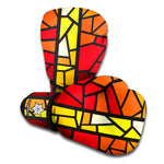 Orange And Red Stained Glass Cross Print Boxing Gloves