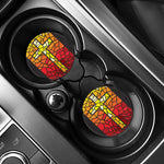 Orange And Red Stained Glass Cross Print Car Coasters