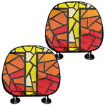 Orange And Red Stained Glass Cross Print Car Headrest Covers