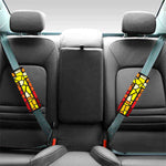 Orange And Red Stained Glass Cross Print Car Seat Belt Covers