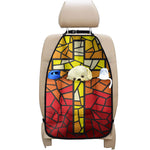 Orange And Red Stained Glass Cross Print Car Seat Organizers