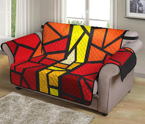 Orange And Red Stained Glass Cross Print Loveseat Protector