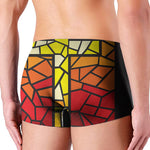 Orange And Red Stained Glass Cross Print Men's Boxer Briefs