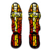 Orange And Red Stained Glass Cross Print Muay Thai Shin Guard