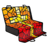 Orange And Red Stained Glass Cross Print Pet Car Back Seat Cover