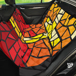 Orange And Red Stained Glass Cross Print Pet Car Back Seat Cover