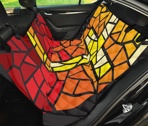 Orange And Red Stained Glass Cross Print Pet Car Back Seat Cover