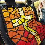 Orange And Red Stained Glass Cross Print Pet Car Back Seat Cover