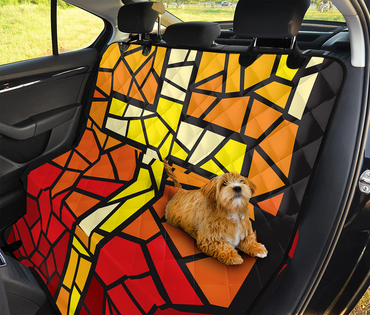 Orange And Red Stained Glass Cross Print Pet Car Back Seat Cover