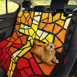 Orange And Red Stained Glass Cross Print Pet Car Back Seat Cover