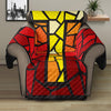 Orange And Red Stained Glass Cross Print Recliner Protector